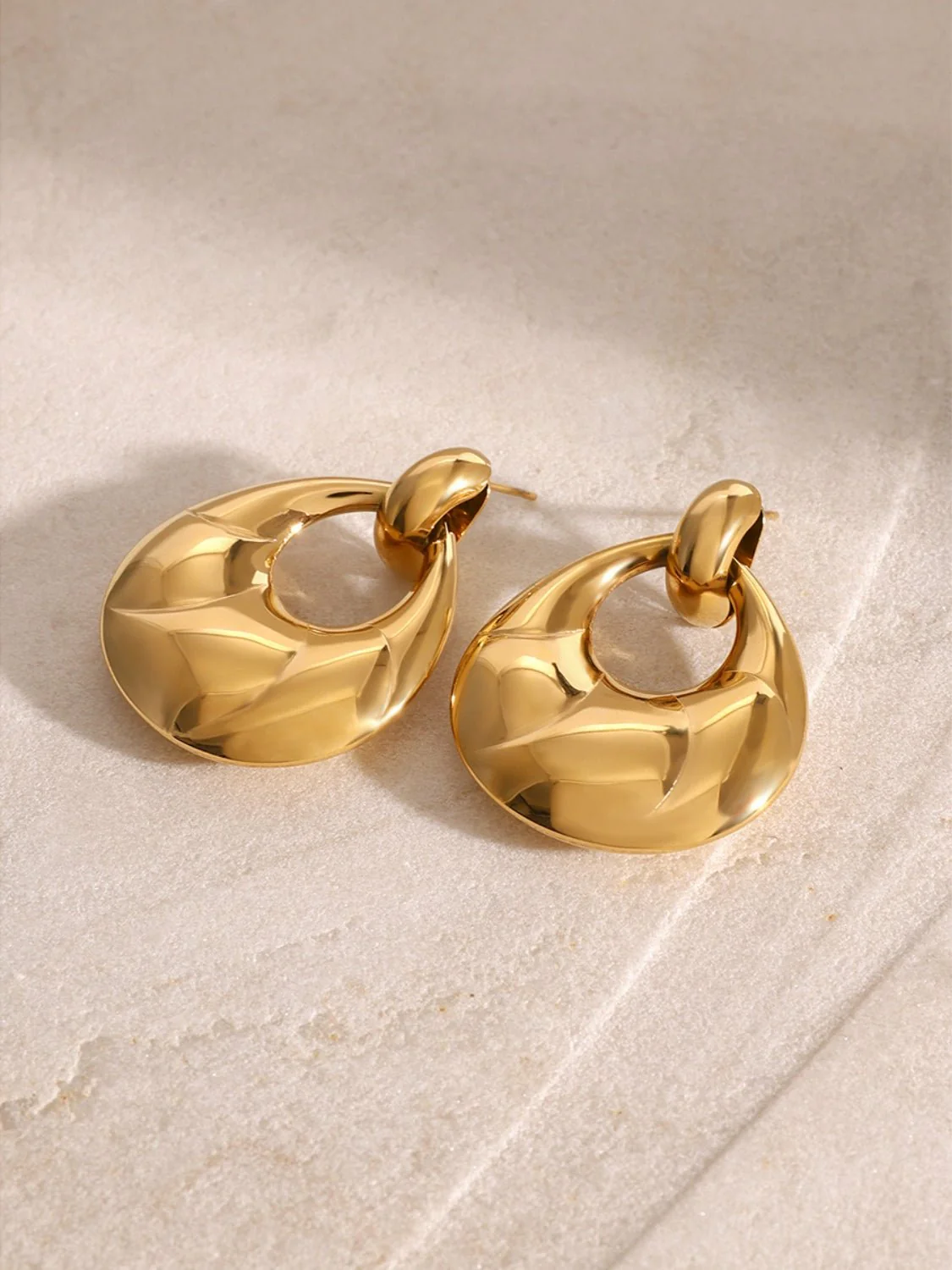 Amara | Teardrop Hoop Studs - Gold - Image 3