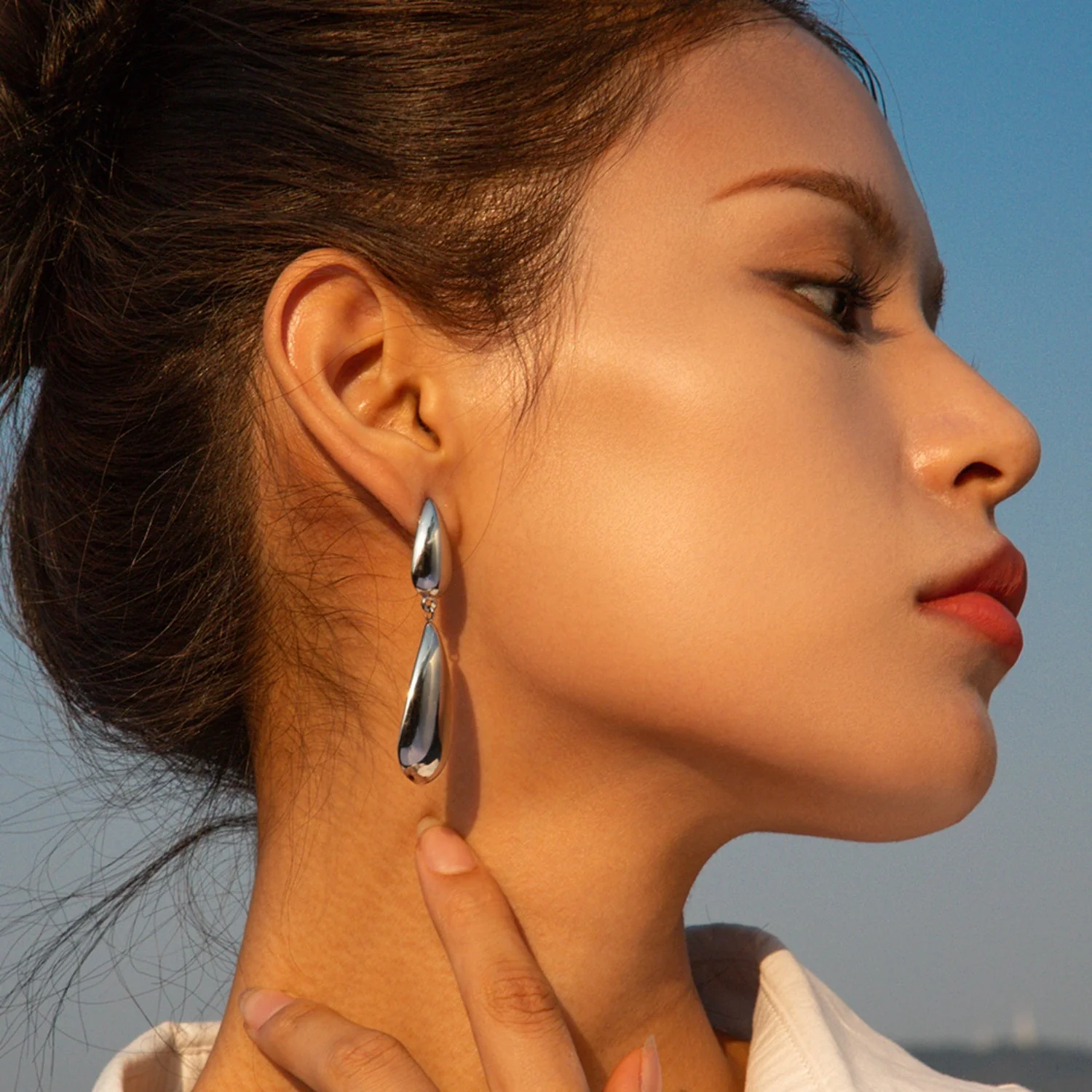 Bethanie | Double Teardrop Earrings - Silver