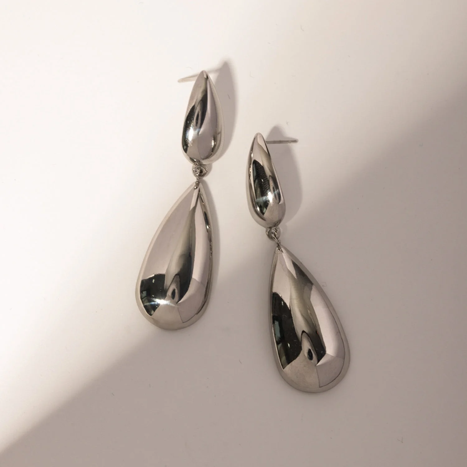 Bethanie | Double Teardrop Earrings - Silver - Image 2