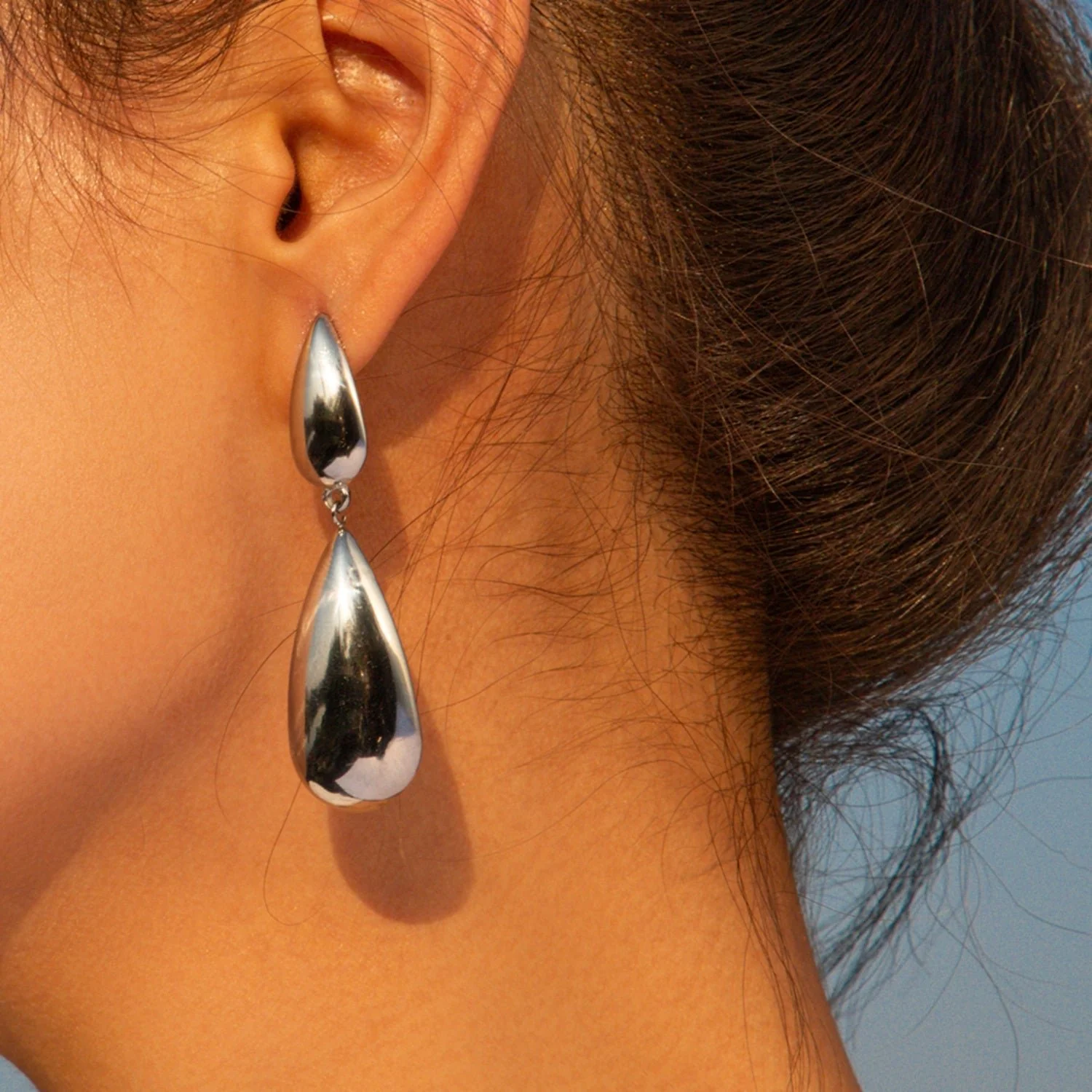 Bethanie | Double Teardrop Earrings - Silver - Image 5