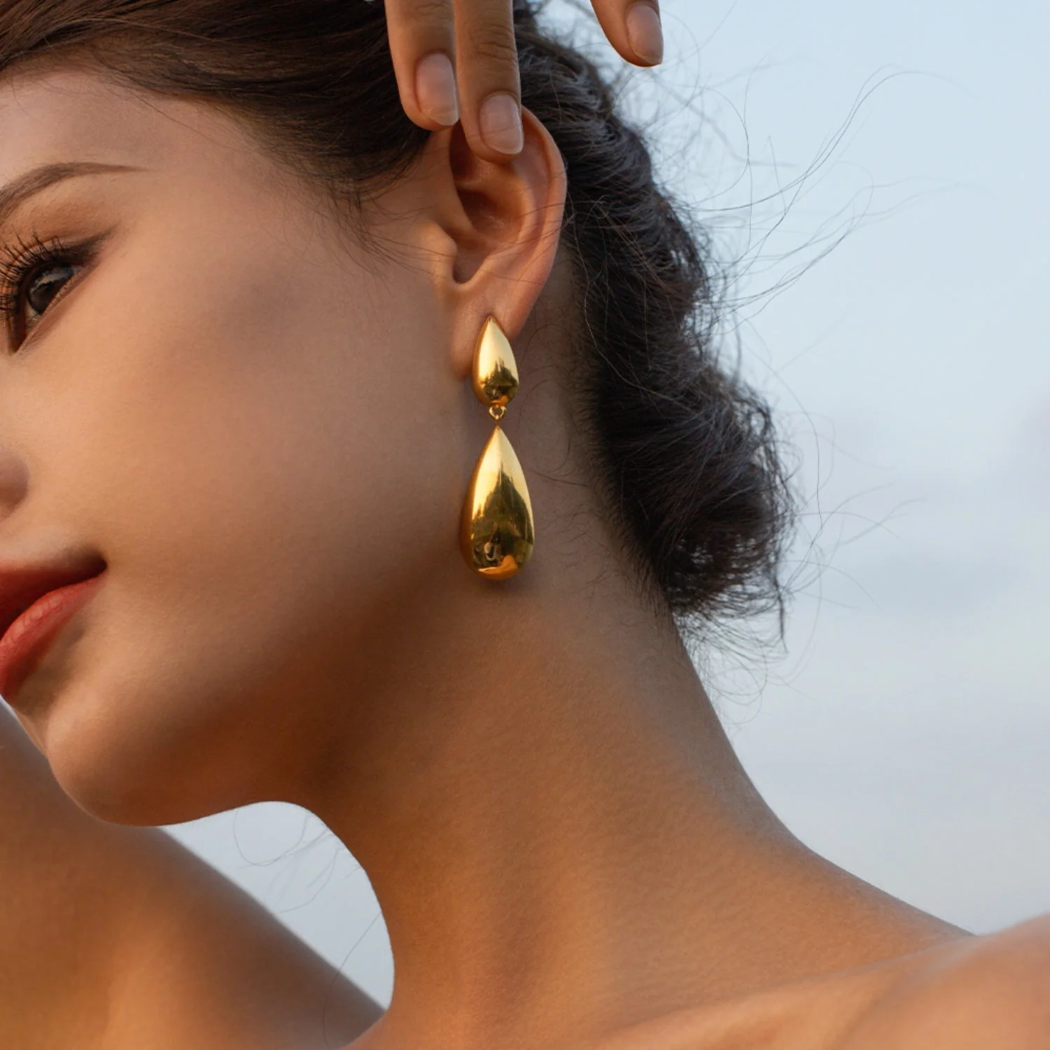 Bethanie | Teardrop Dangle Stud - Gold - Image 5