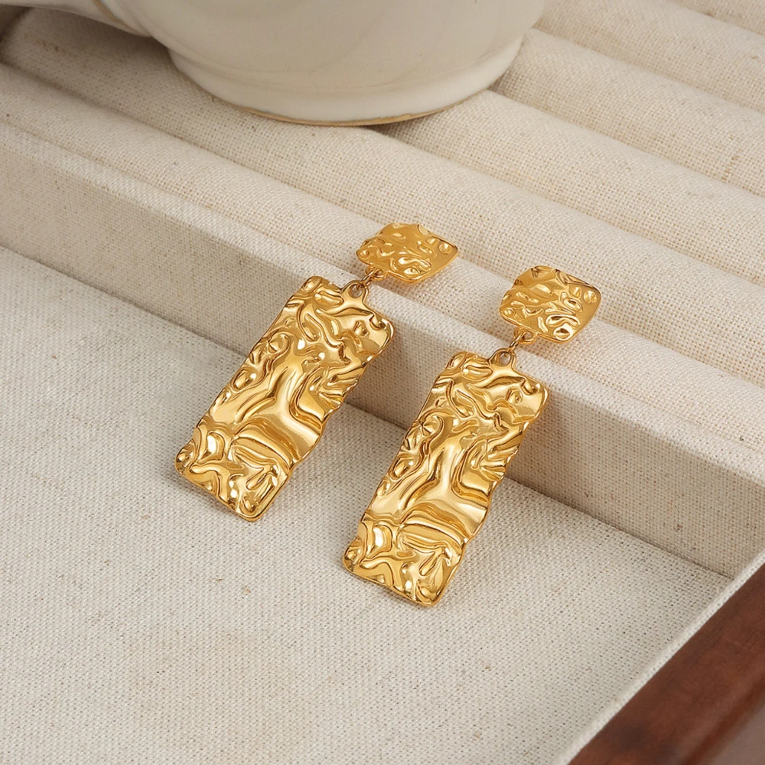 Dianna | Geometric Pattern Drop Stud Earrings