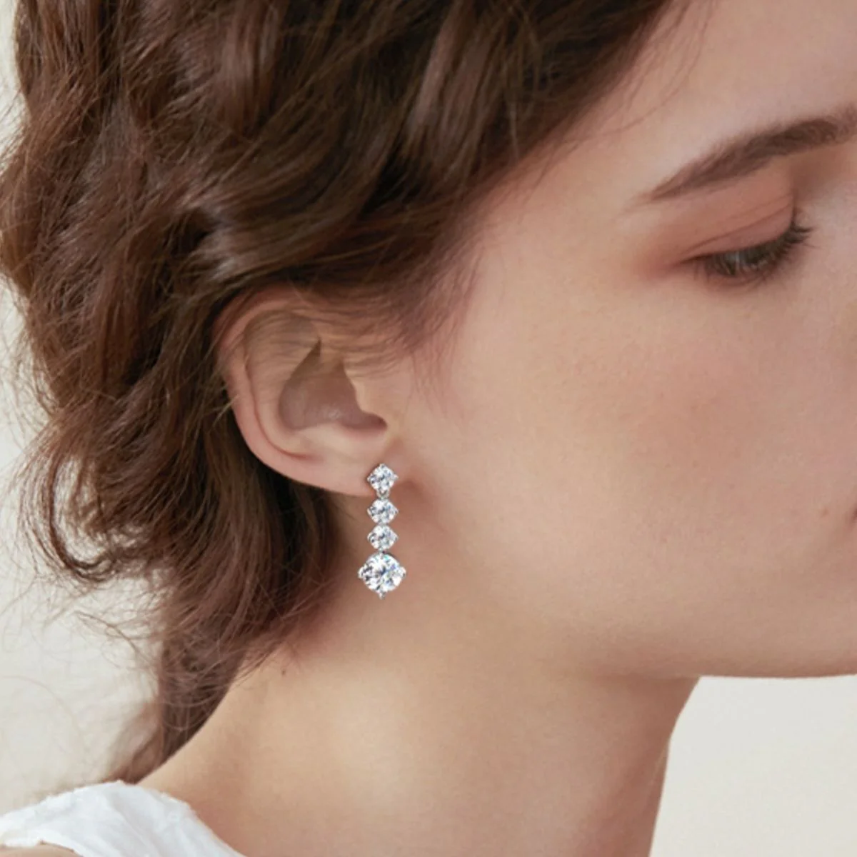 Eliza | 4ct Moissanite Drop Stud Earrings