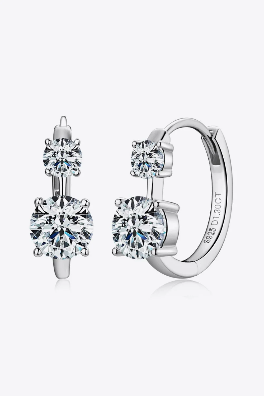Hayley | Double Drop Moissanite Earrings - Silver