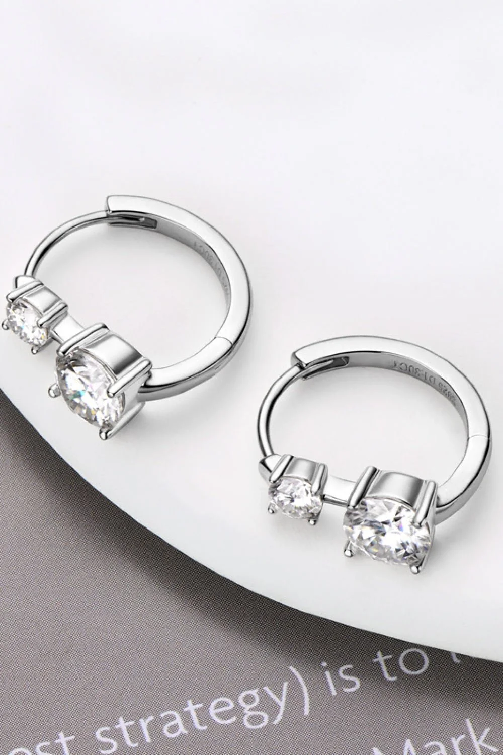 Hayley | Double Drop Moissanite Earrings - Silver - Image 2
