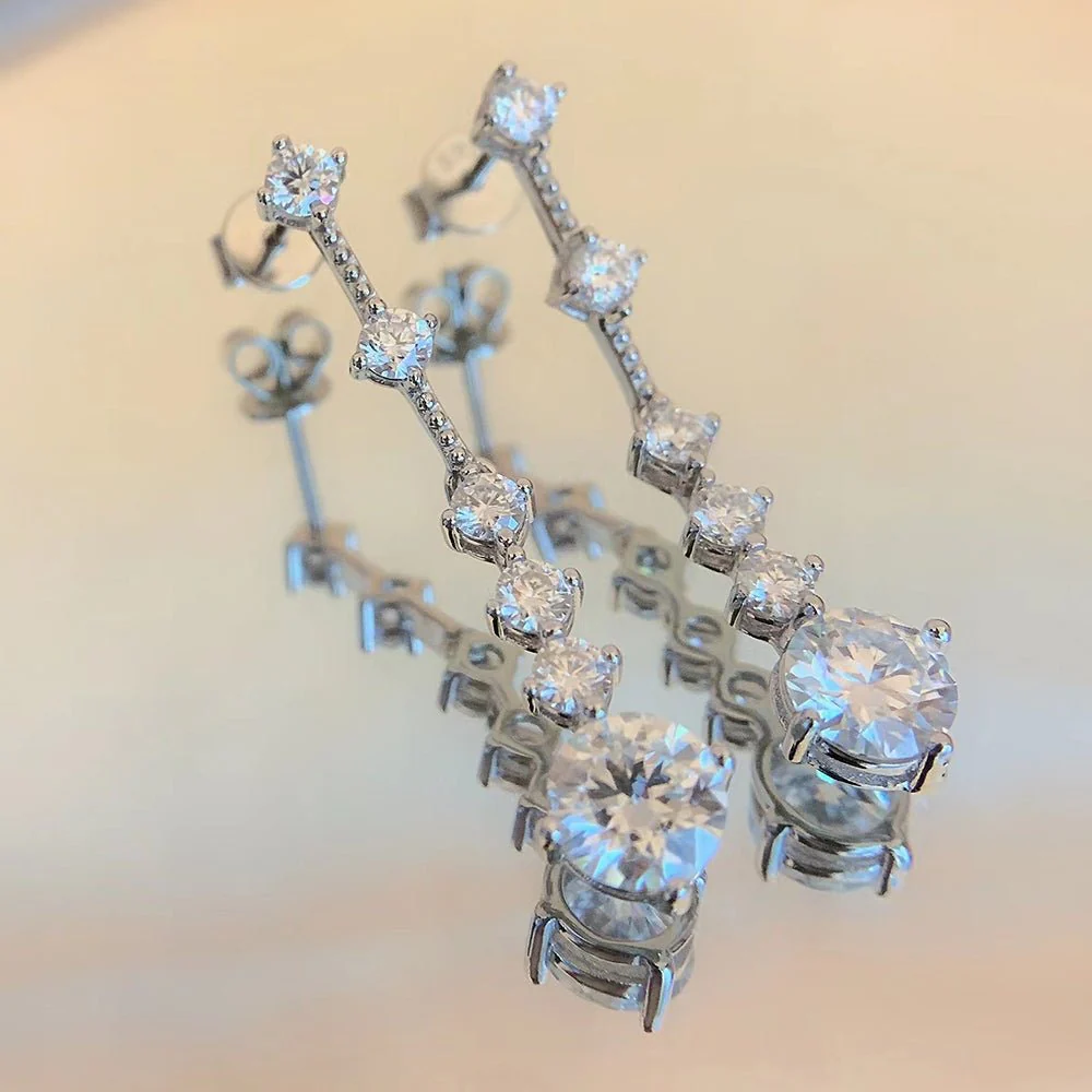Jade | Moissanite Drop Stud Earrings - Image 3