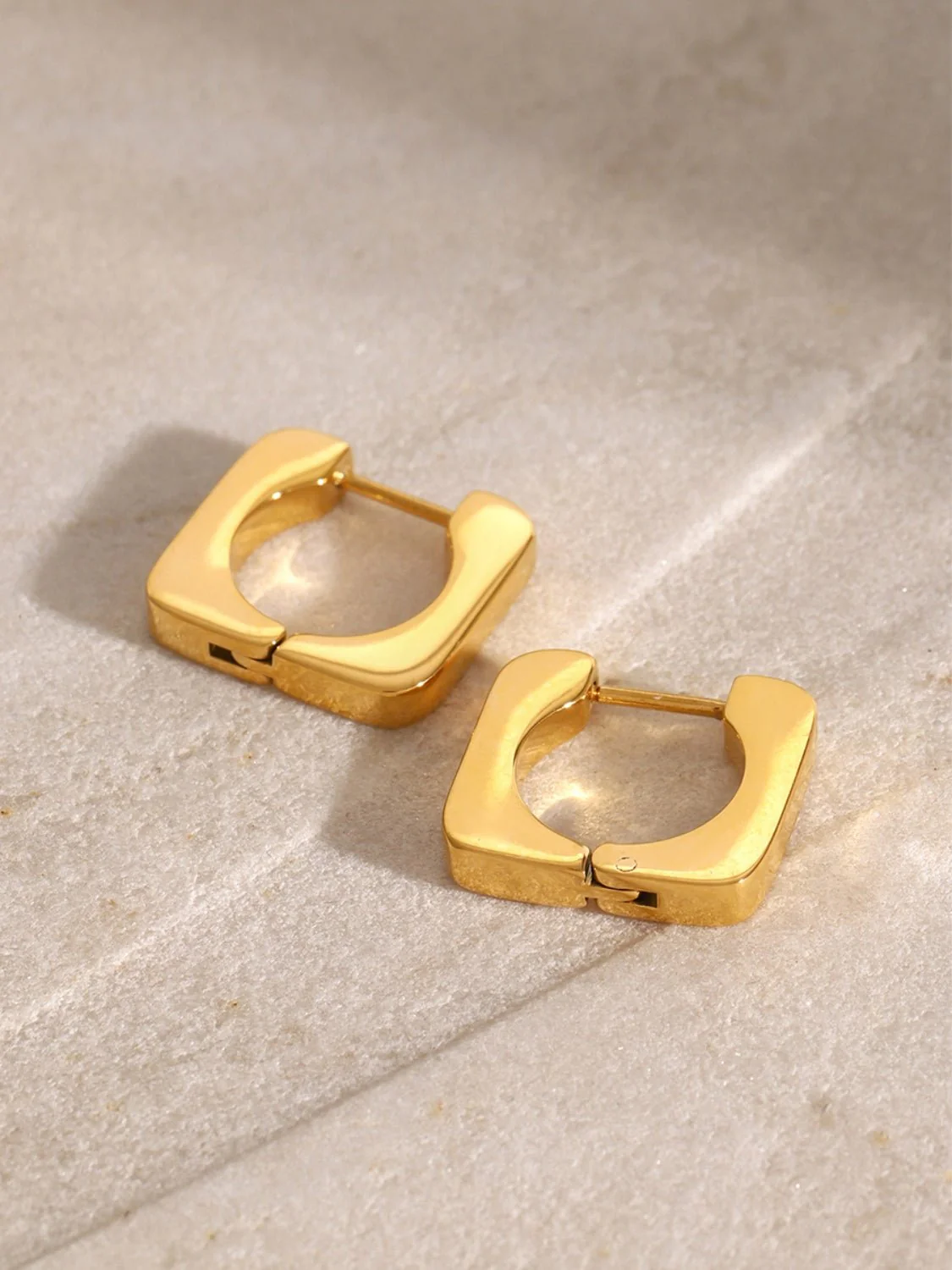 Jessica | Square Huggie Earrings - Gold - Image 2