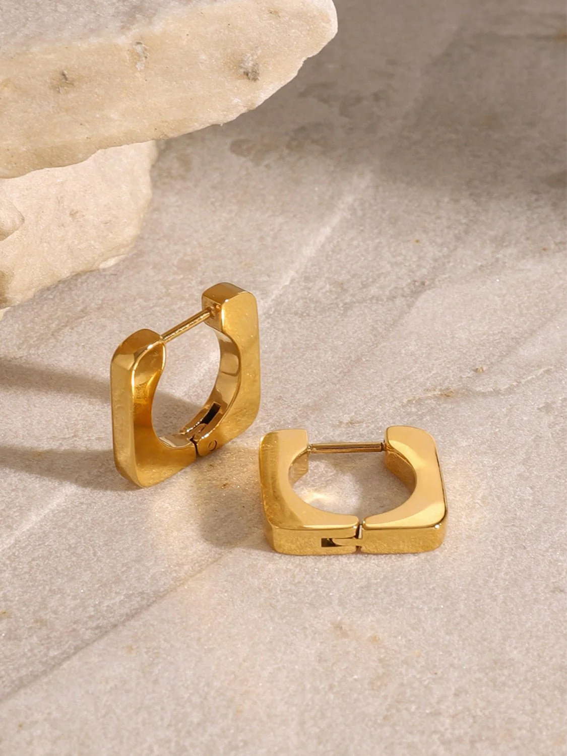 Jessica | Square Huggie Earrings - Gold - Image 3