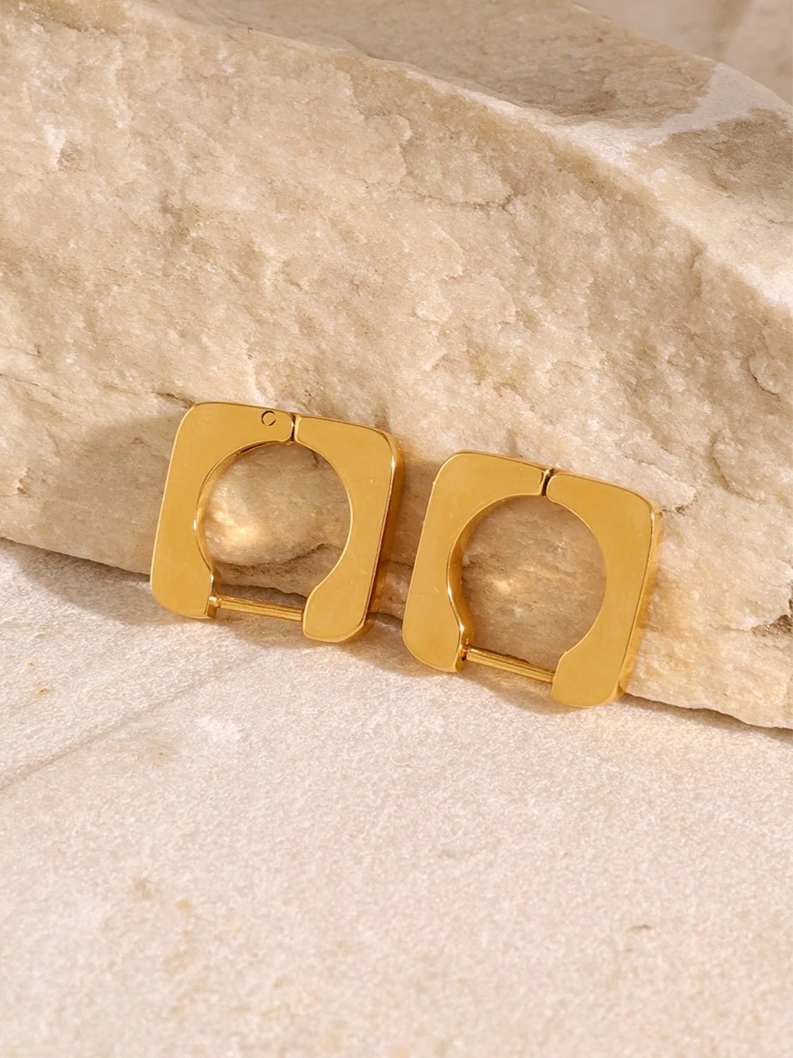 Jessica | Square Huggie Earrings - Gold - Image 4