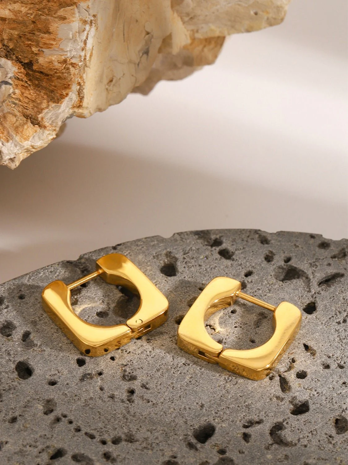 Jessica | Square Huggie Earrings - Gold - Image 5