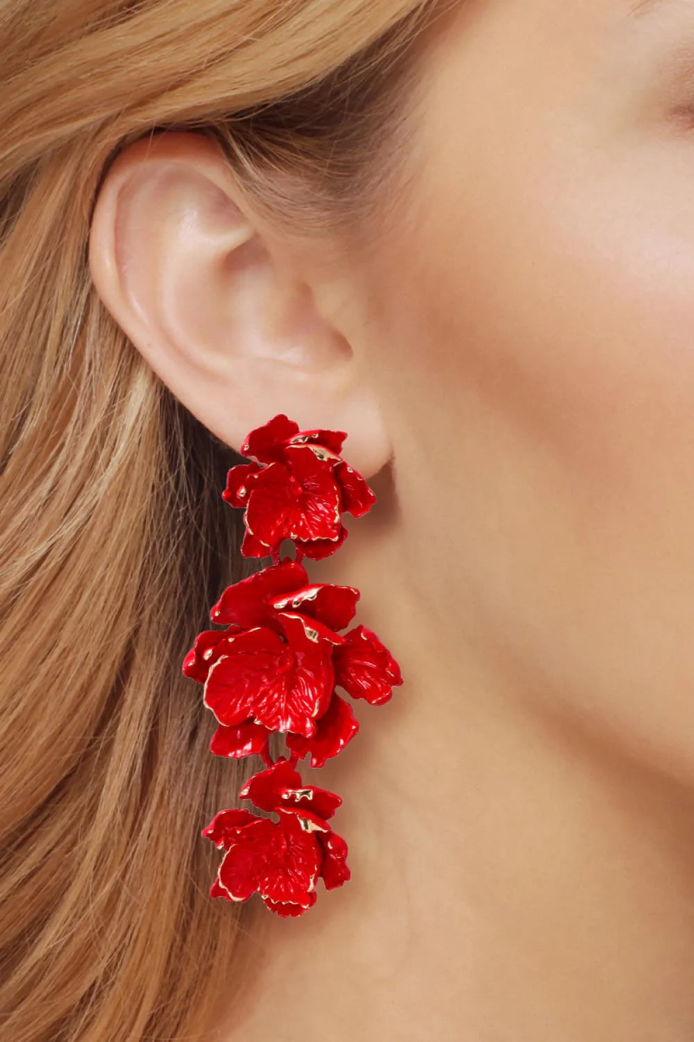 Lillia | 3-Tier Floral Drop Stud Earrings - Image 2