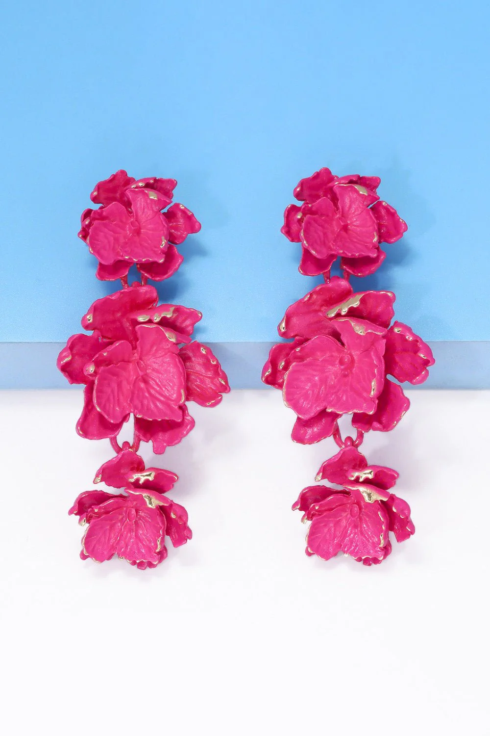 Lillia | 3-Tier Floral Drop Stud Earrings - Image 3