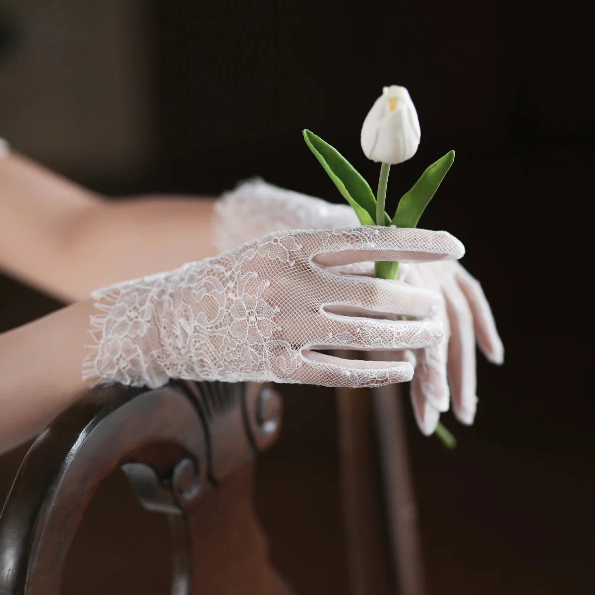 Lucine | Wrist Length Lace Gloves - Image 5