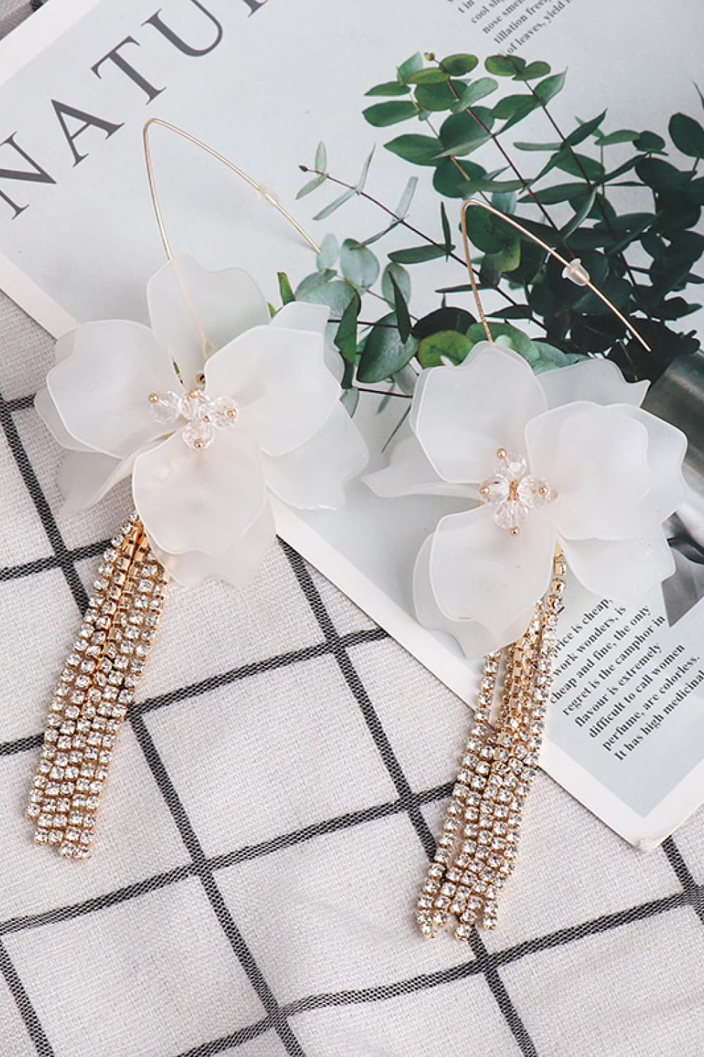 Mila | Floral Tassle Drop Earrings - Image 3
